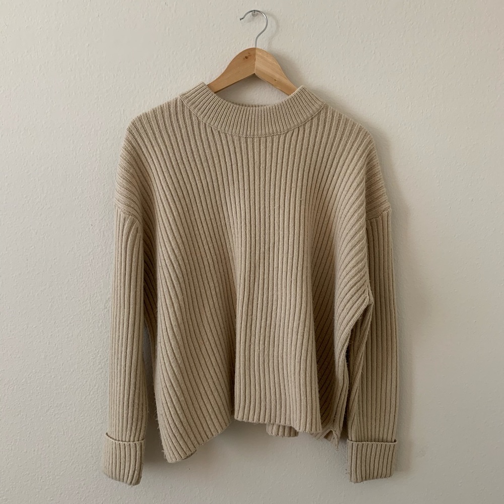 Ribbed Sweater, Tan